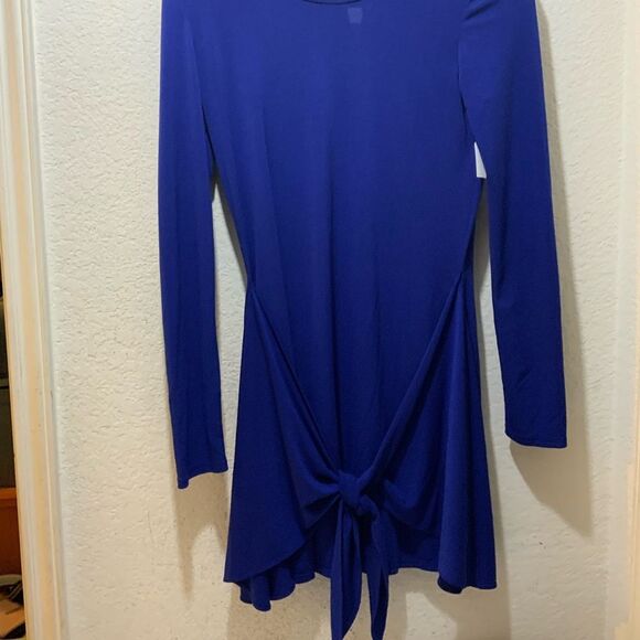 Rachel Zoe Enya Blue Sarong Long Sleeve Mini Dress Size 4 - Picture 3 of 9